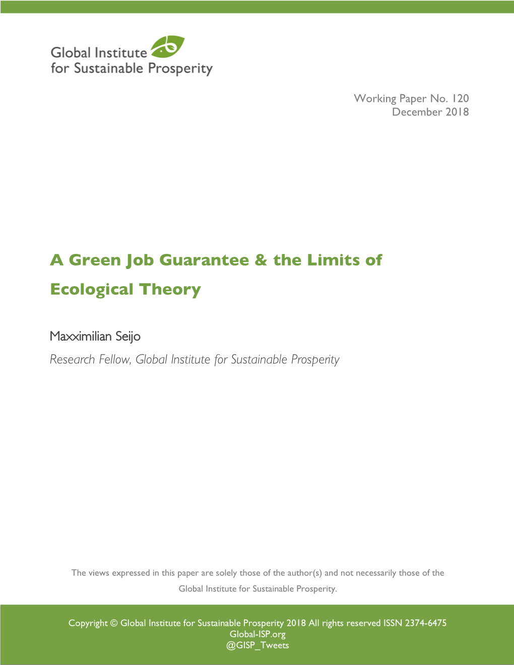 A Green Job Guarantee & the Limits of Ecological Theory