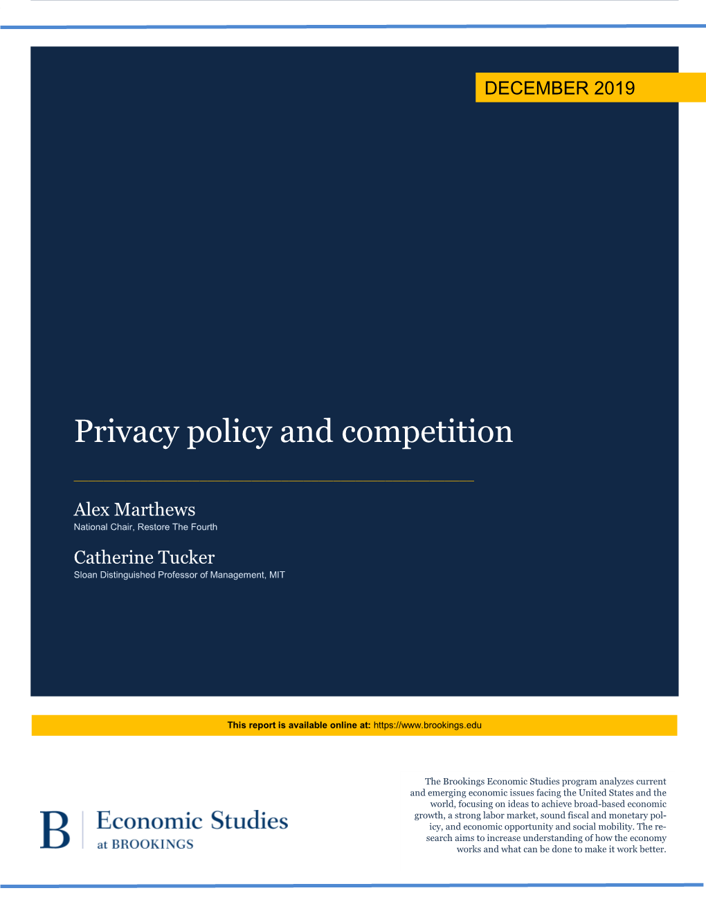 Privacy Policy and Competition