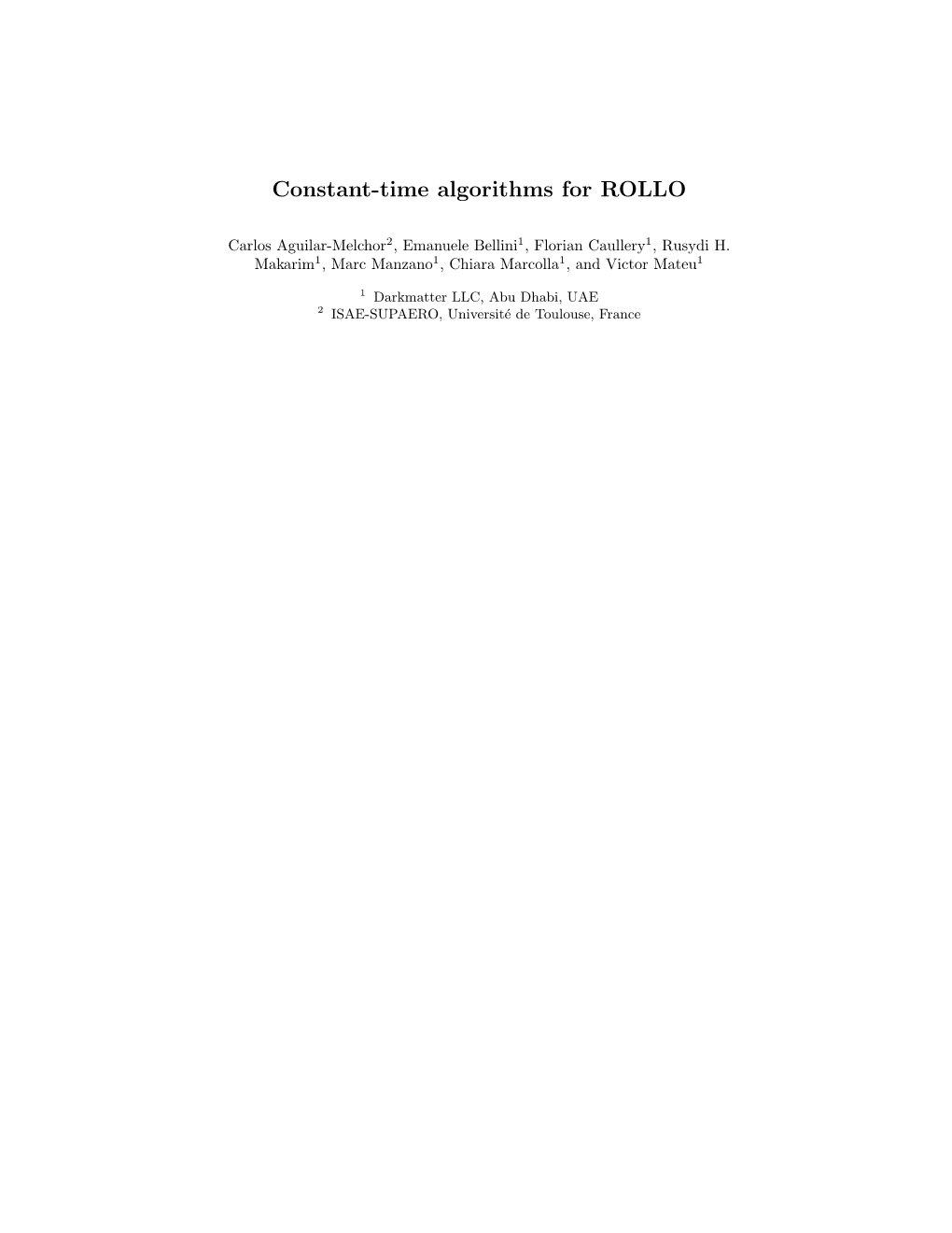 Constant-Time Algorithms for ROLLO