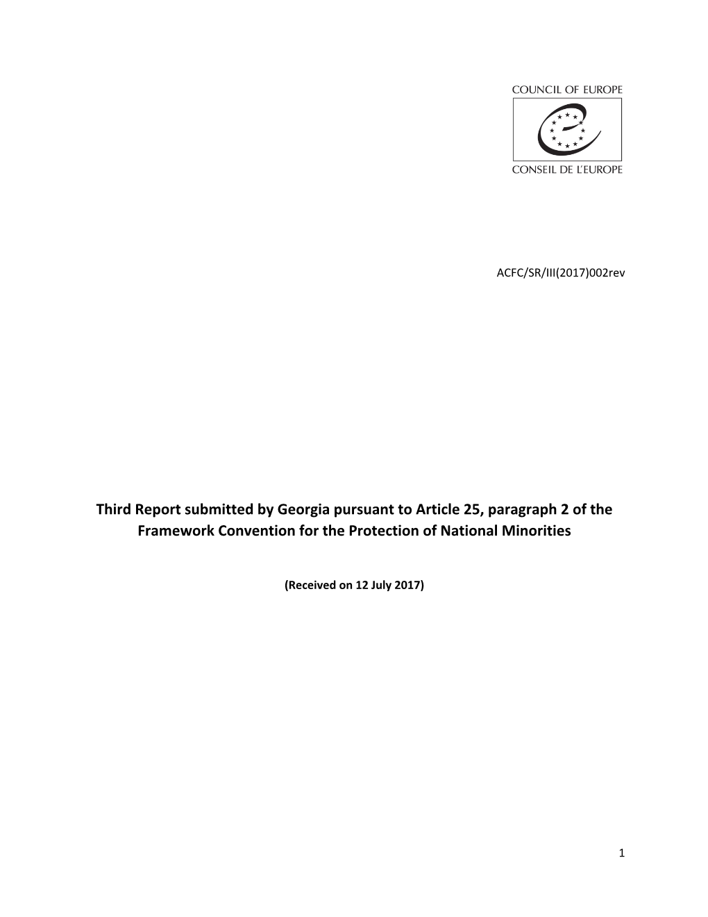 Third Report Submitted by Georgia Pursuant to Article 25, Paragraph 2 of the Framework Convention for the Protection of National Minorities