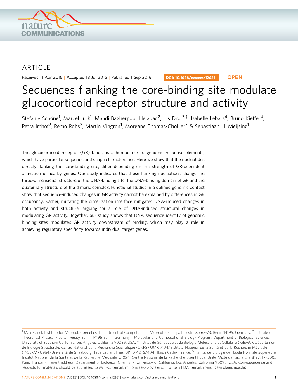 Sequences Flanking the Core-Binding Site Modulate Glucocorticoid