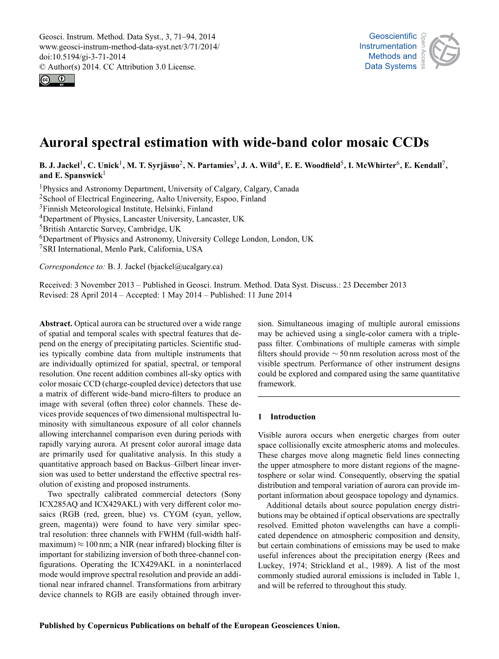 Auroral Spectral Estimation with Wide-Band Color Mosaic Ccds