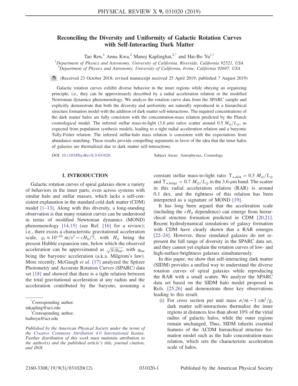 Reconciling the Diversity and Uniformity of Galactic Rotation Curves with Self-Interacting Dark Matter