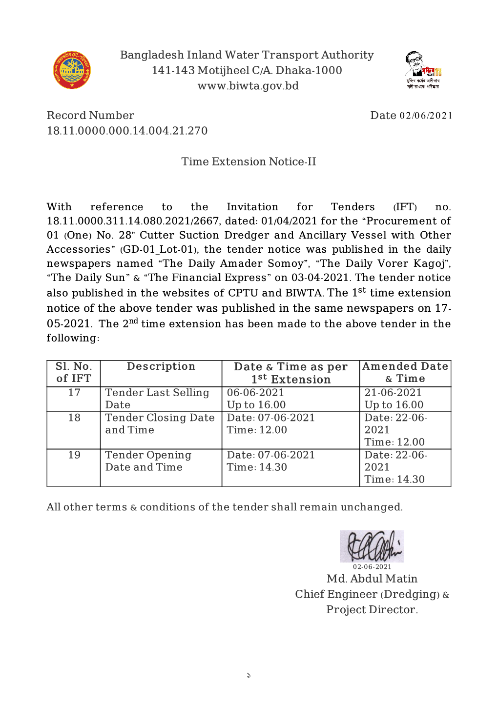 Bangladesh Inland Water Transport Authority 141-143 Motijheel C/A