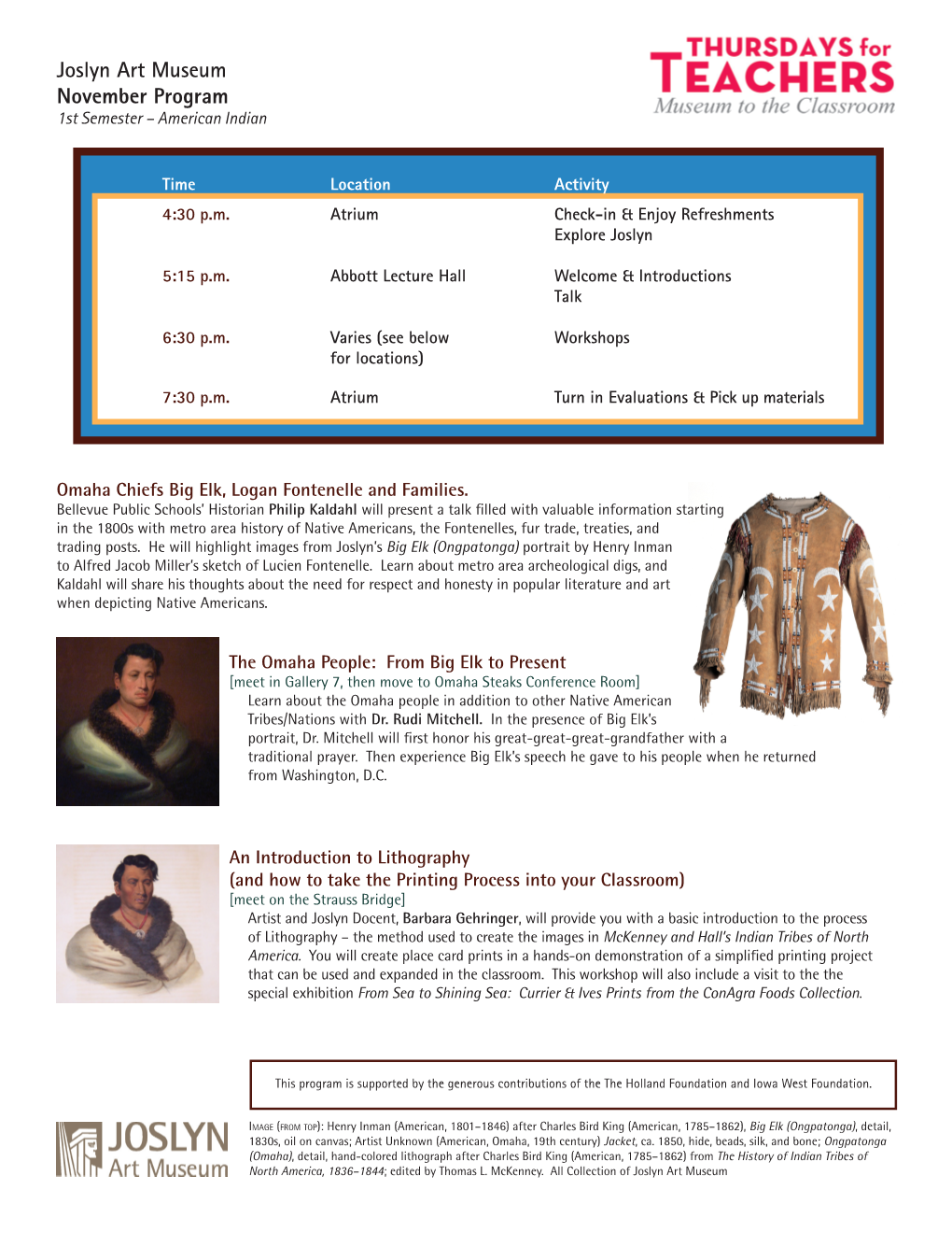 Joslyn Art Museum November Program 1St Semester – American Indian