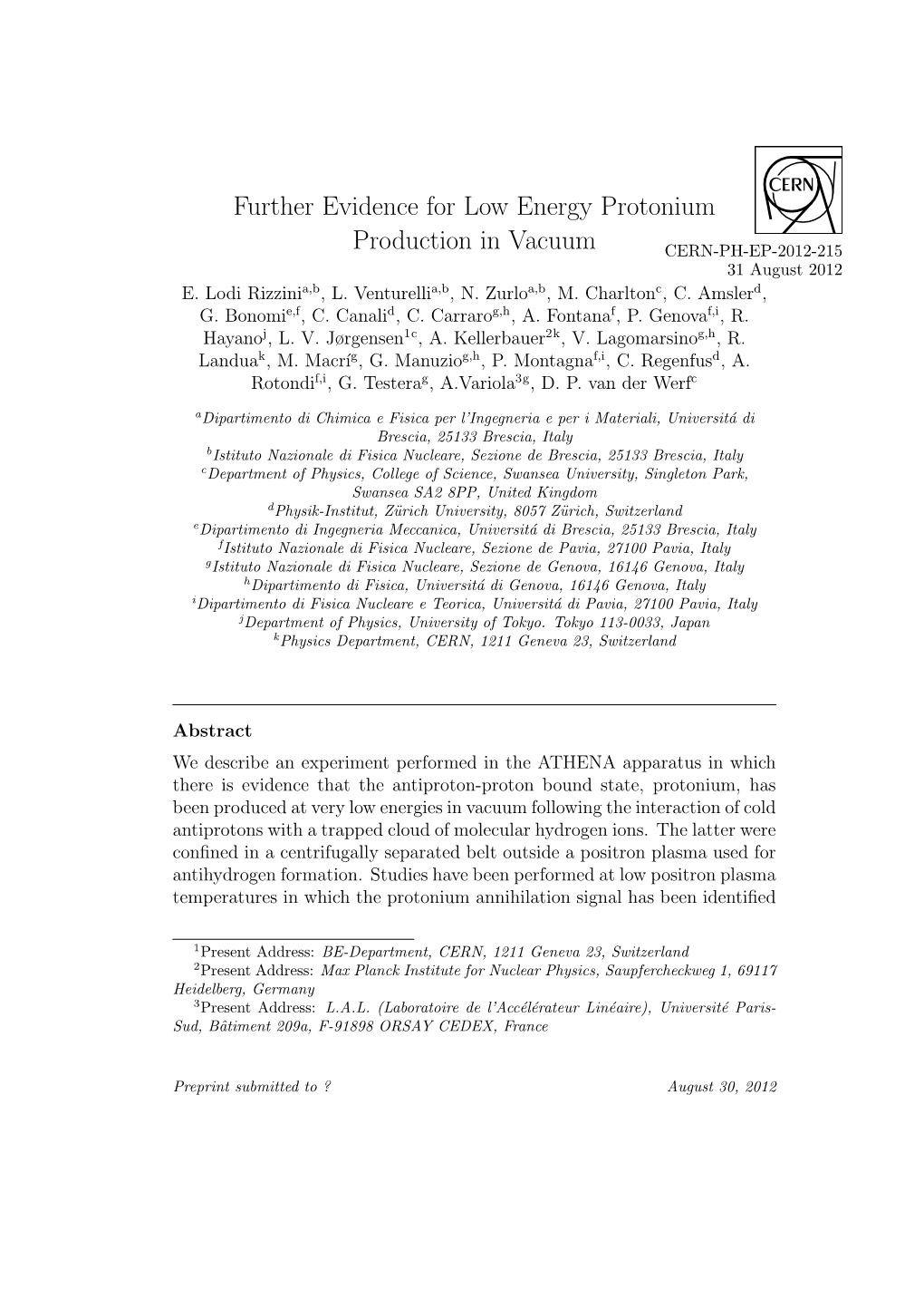 Further Evidence for Low Energy Protonium Production in Vacuum