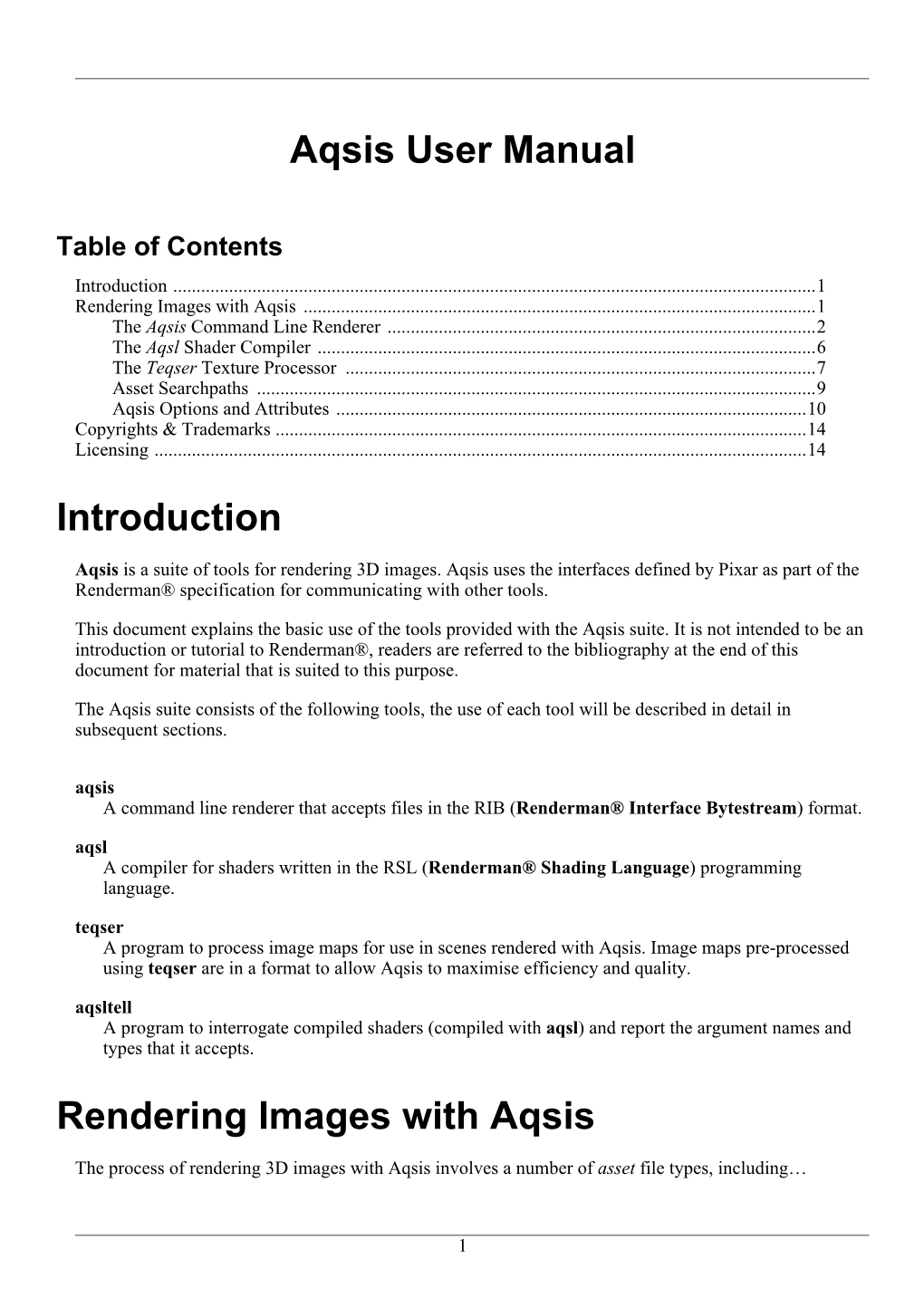 Aqsis User Manual Introduction Rendering Images with Aqsis