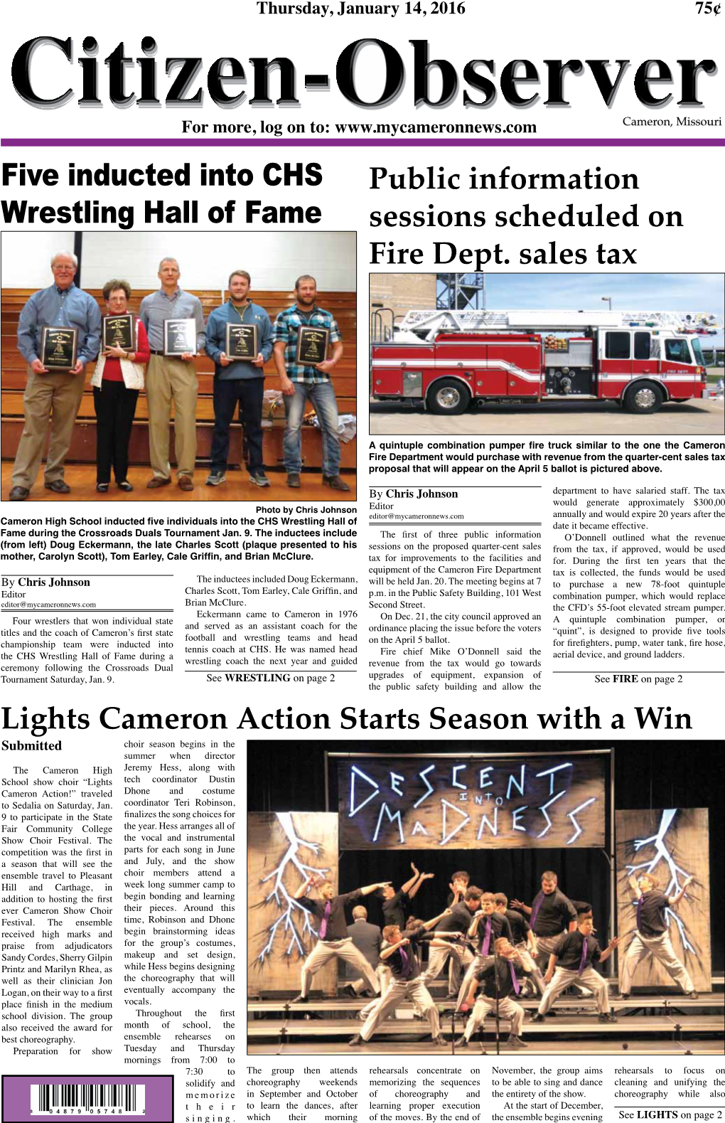Five Inducted Into CHS Wrestling Hall of Fame Public Information