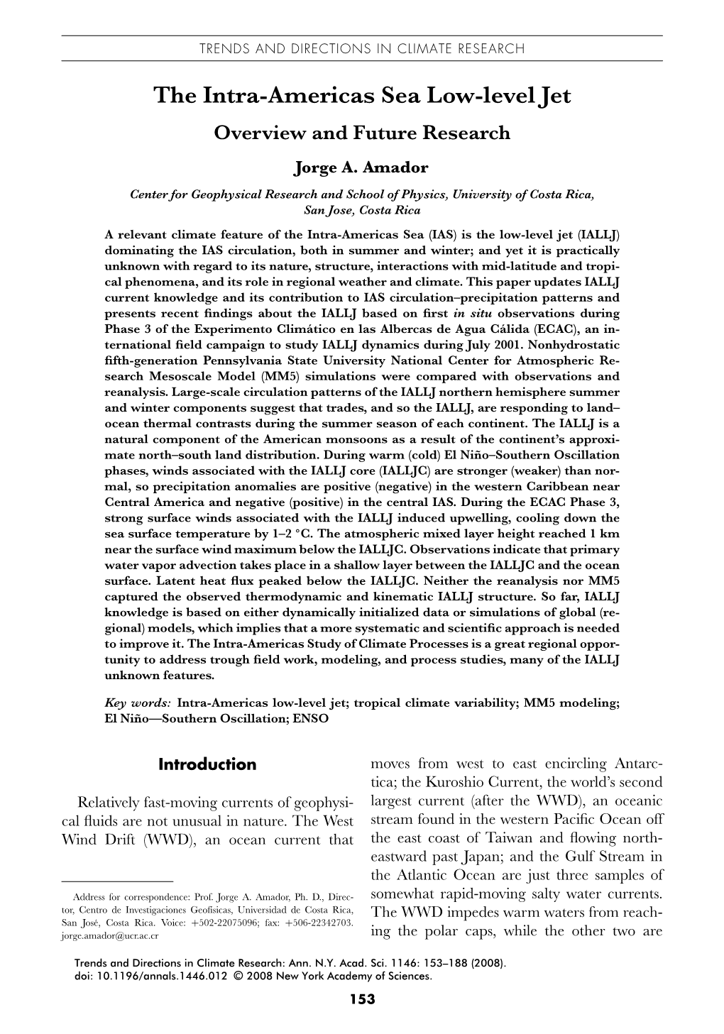 The Intra-Americas Sea Low-Level Jet Overview and Future Research Jorge A