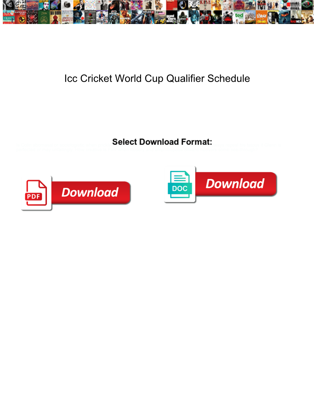 Icc Cricket World Cup Qualifier Schedule