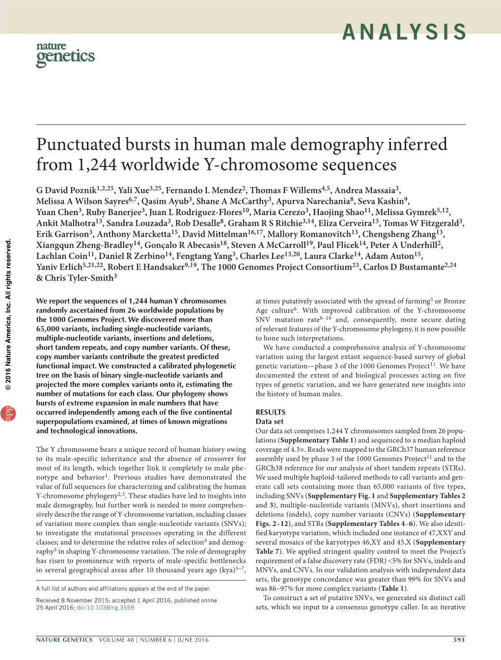 Punctuated Bursts in Human Male Demography Inferred from 1,244 Worldwide Y-Chromosome Sequences