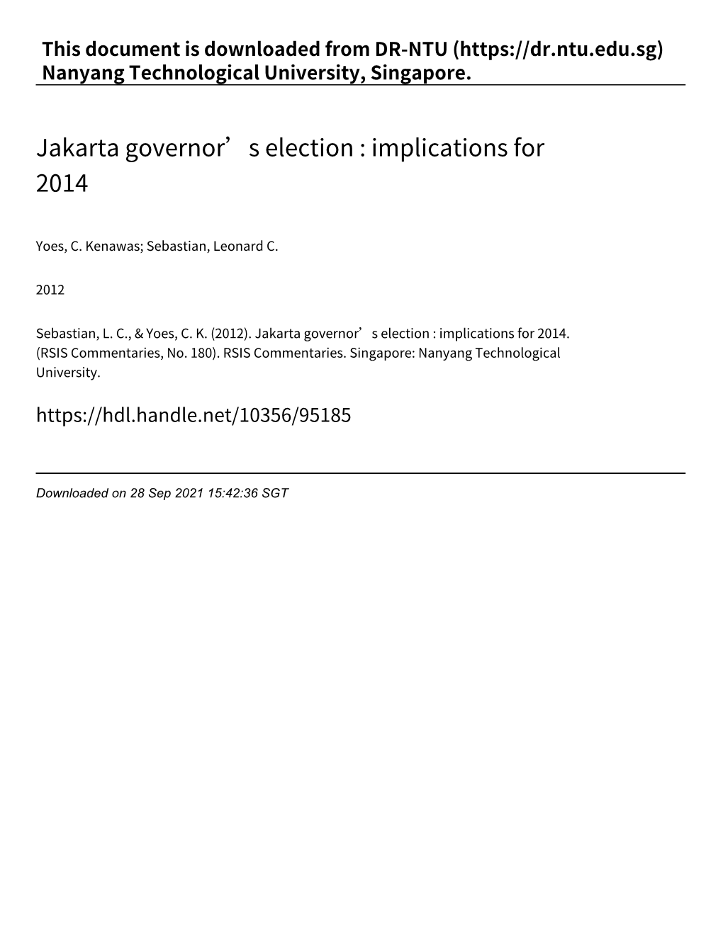 Jakarta Governor's Election