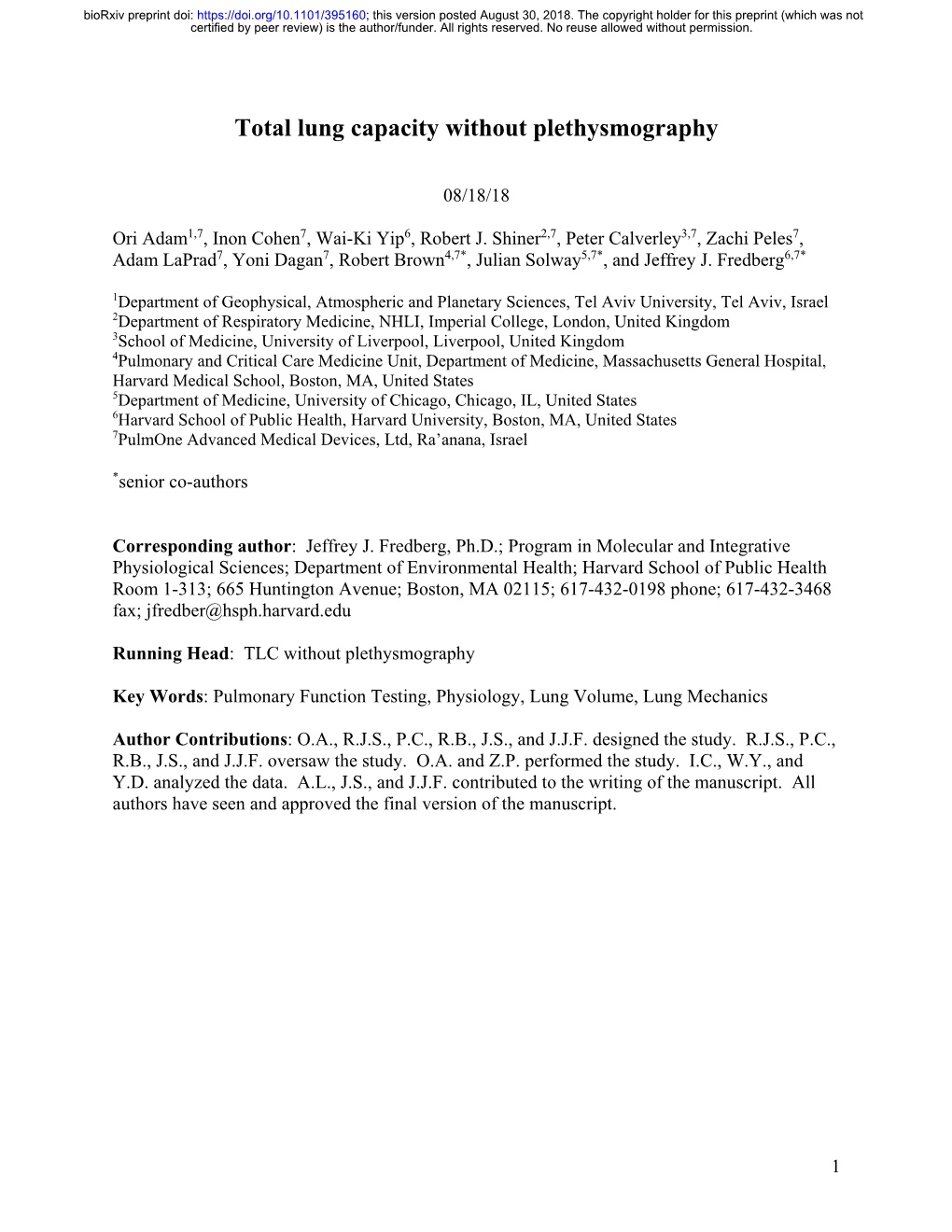 Total Lung Capacity Without Plethysmography