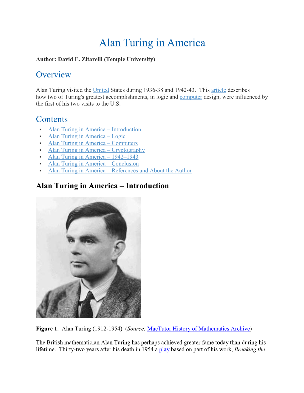 Alan Turing in America