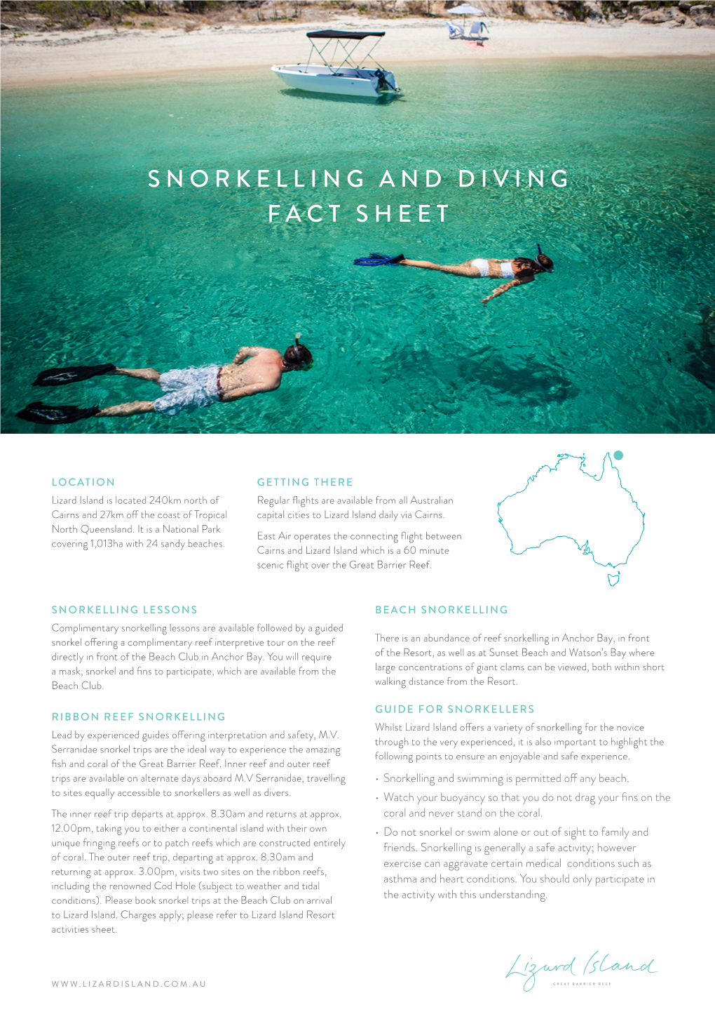 Snorkelling and Diving Fact Sheet