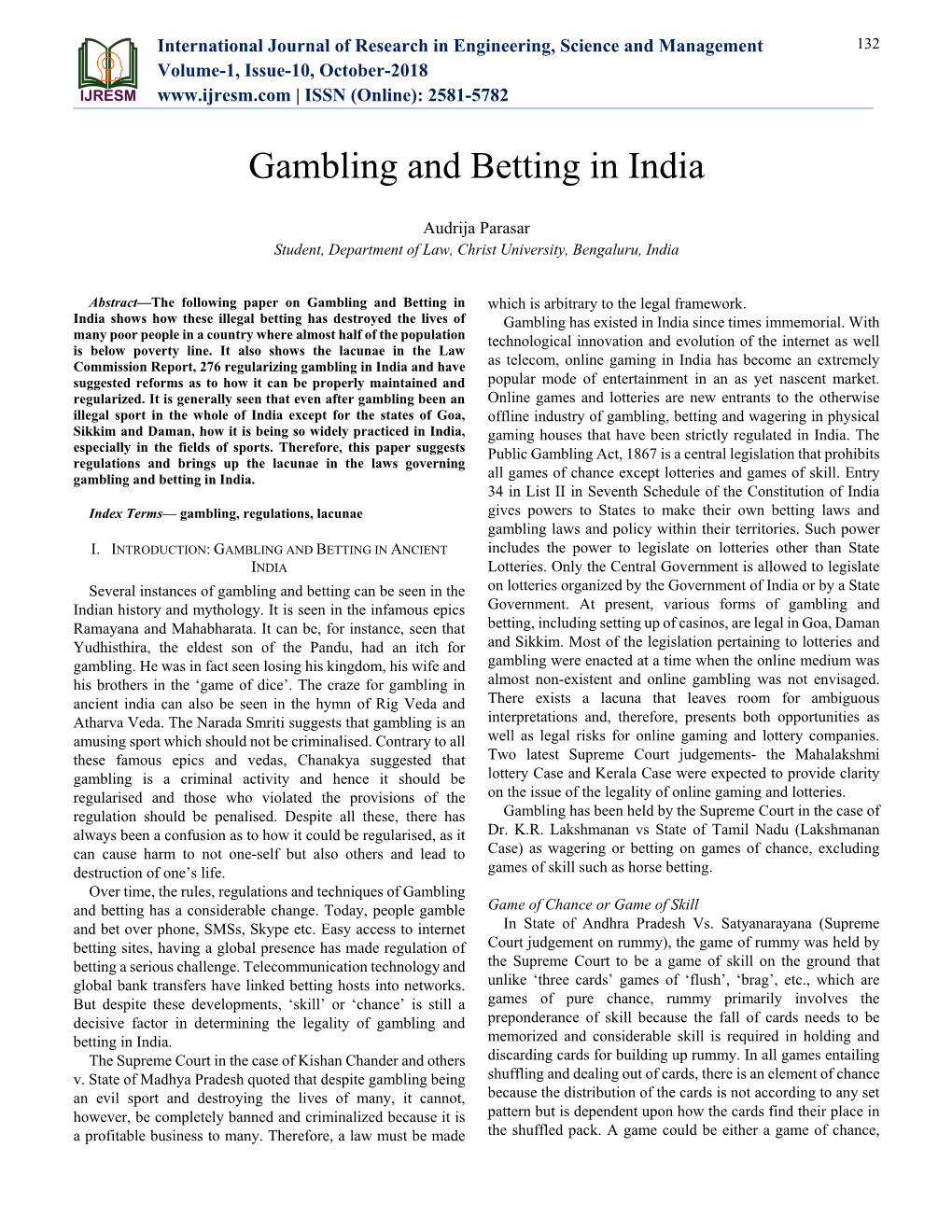 Gambling and Betting in India