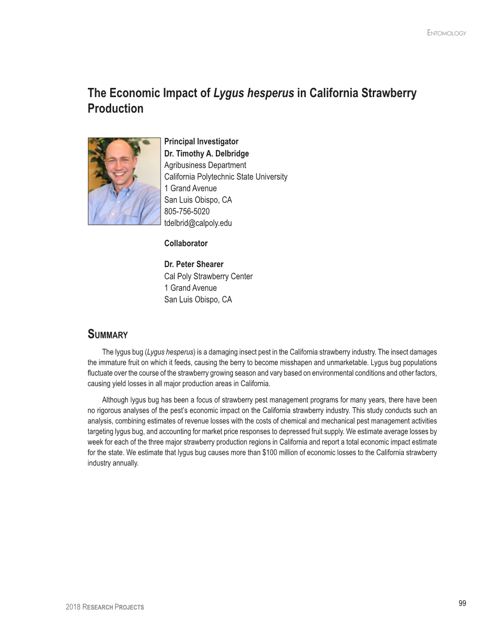The Economic Impact of Lygus Hesperus in California Strawberry Production