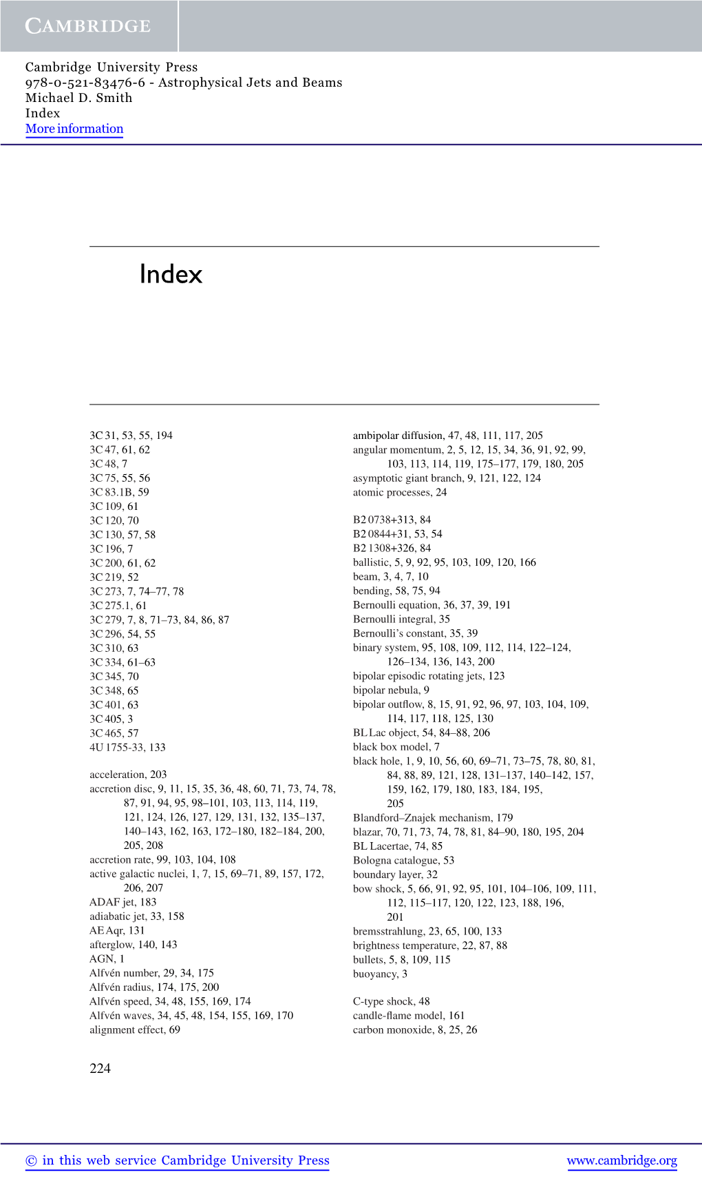 Astrophysical Jets and Beams Michael D. Smith Index More Information