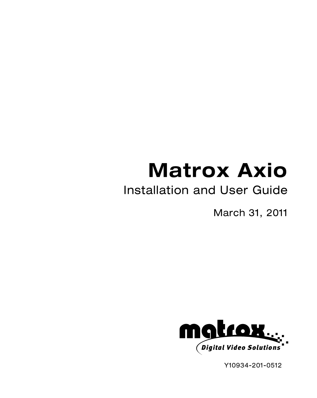 Matrox Axio Installation and User Guide