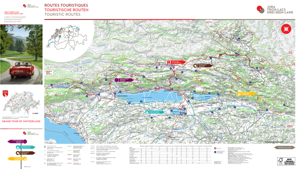 Routes Touristiques Touristische Routen Jura & Trois-Lacs Jura & Drei-Seen-Land Touristic Routes Carte Panoramique
