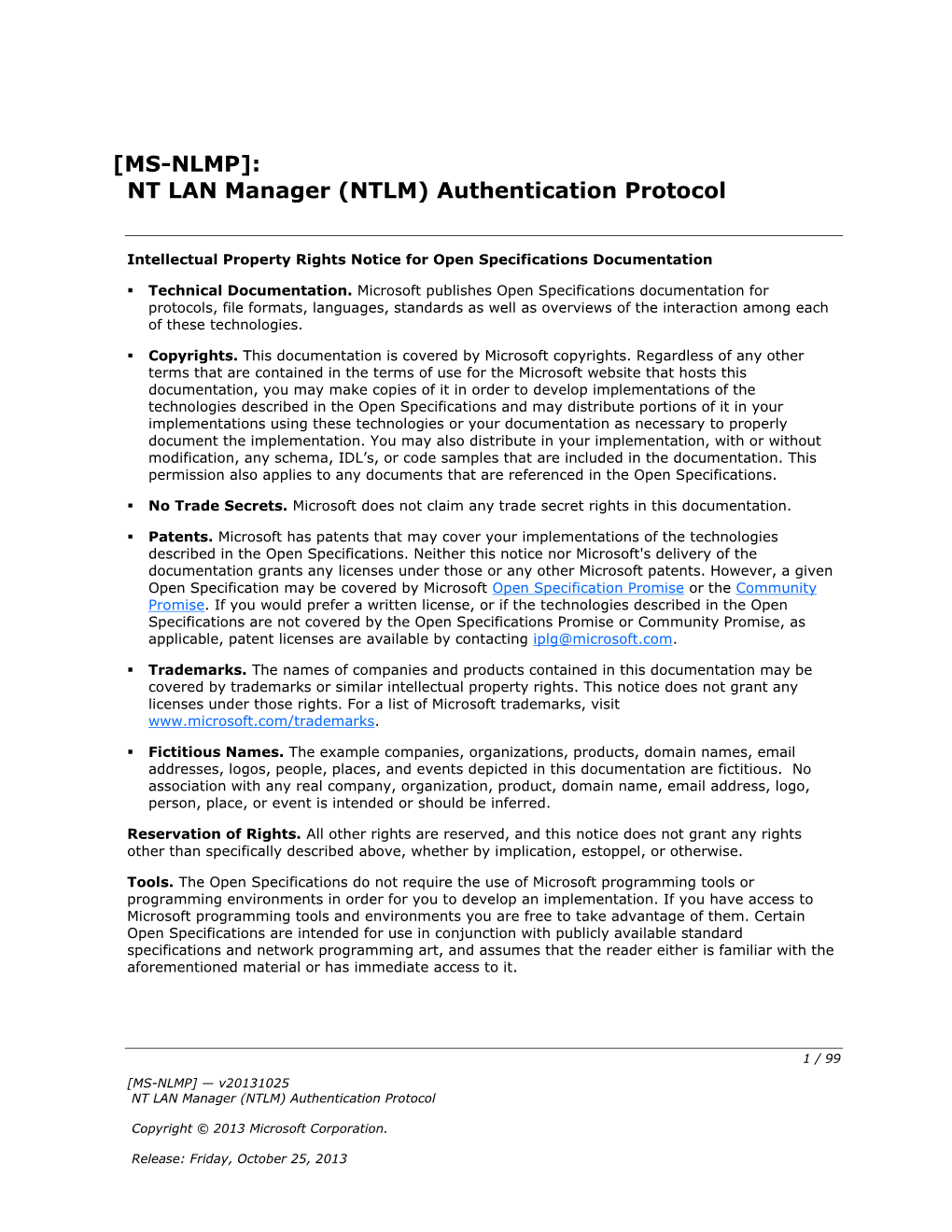 [MS-NLMP]: NT LAN Manager (NTLM) Authentication Protocol