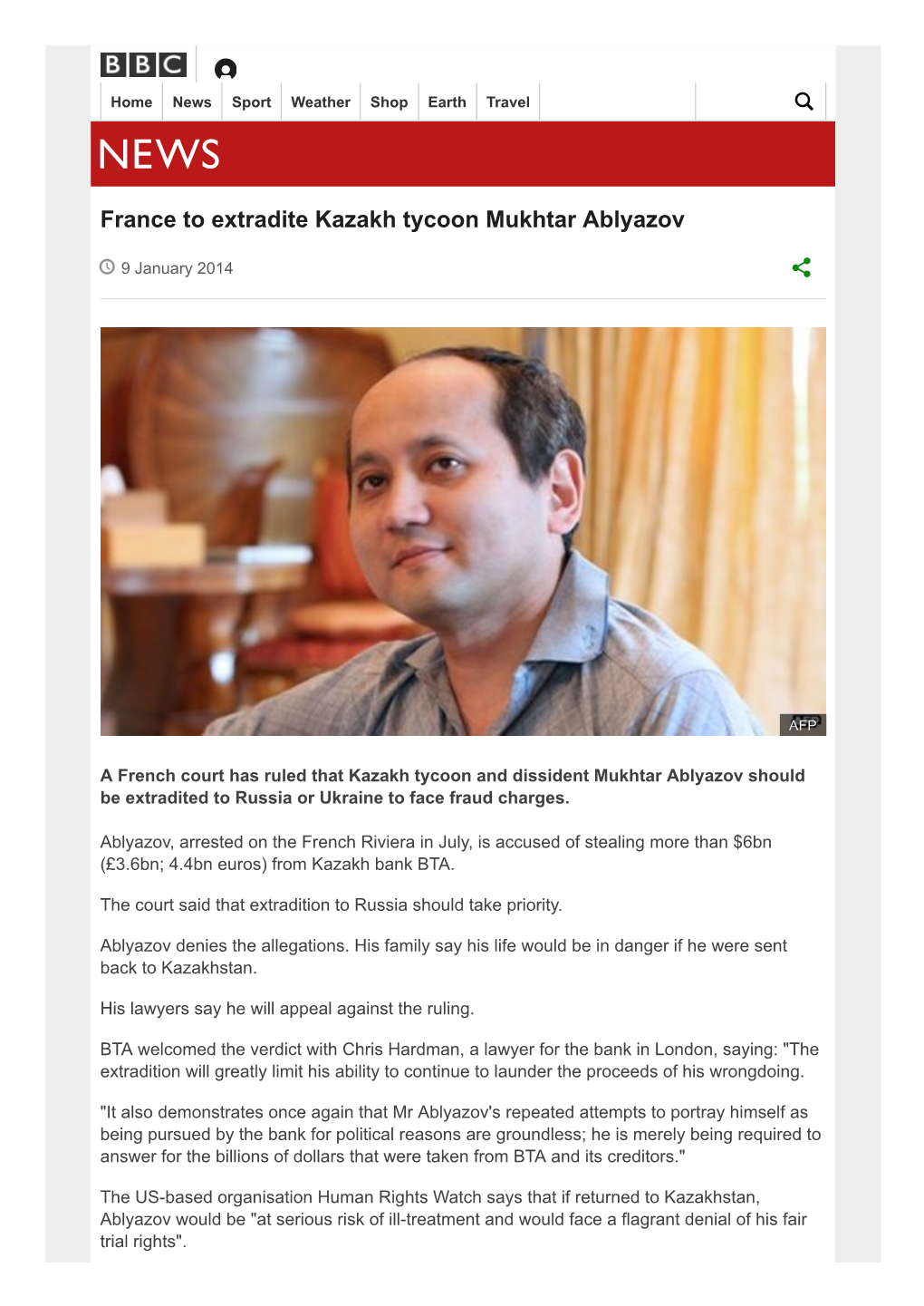France to Extradite Kazakh Tycoon Mukhtar Ablyazov