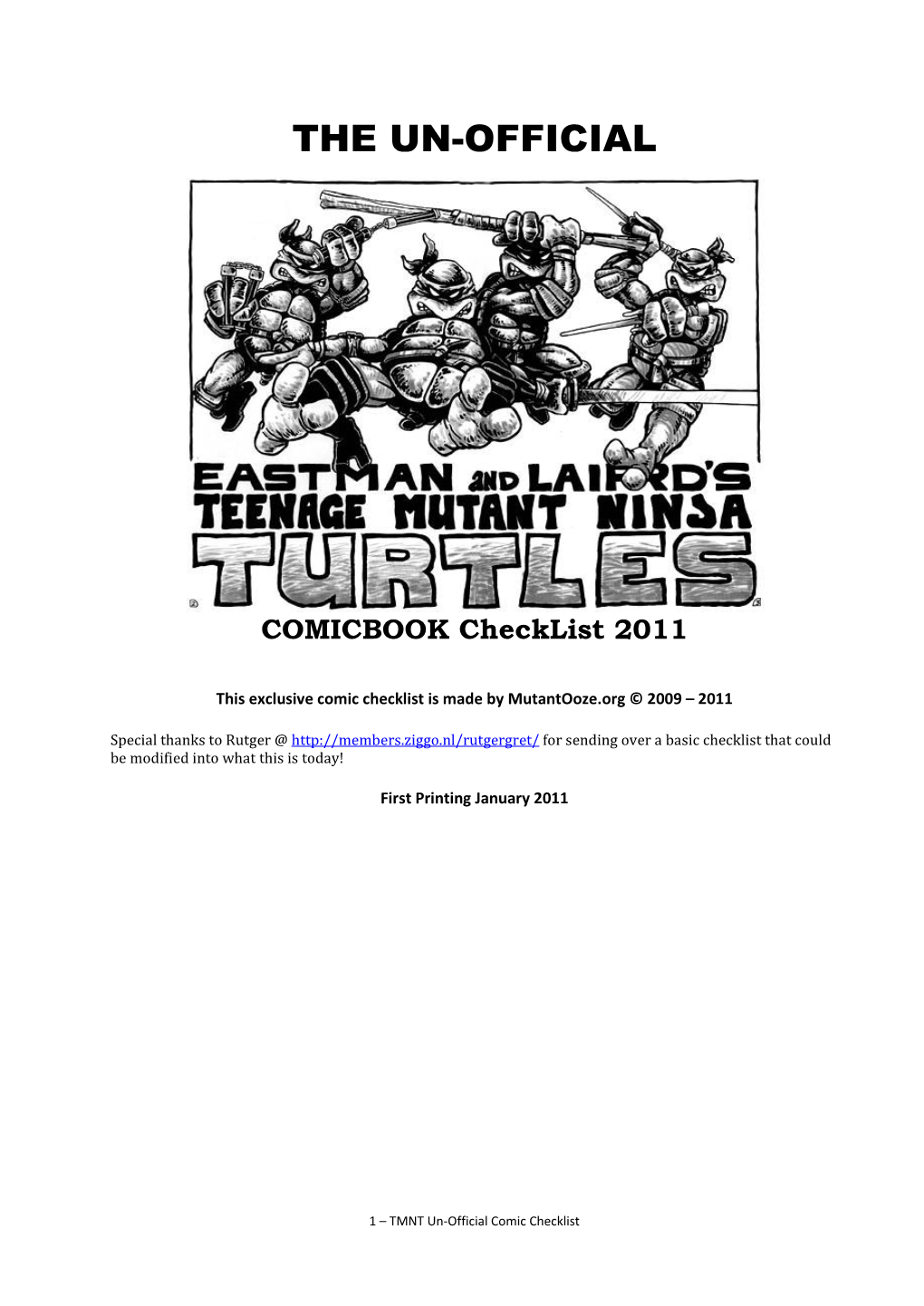 The Official TMNT Comic Catalogue 2002
