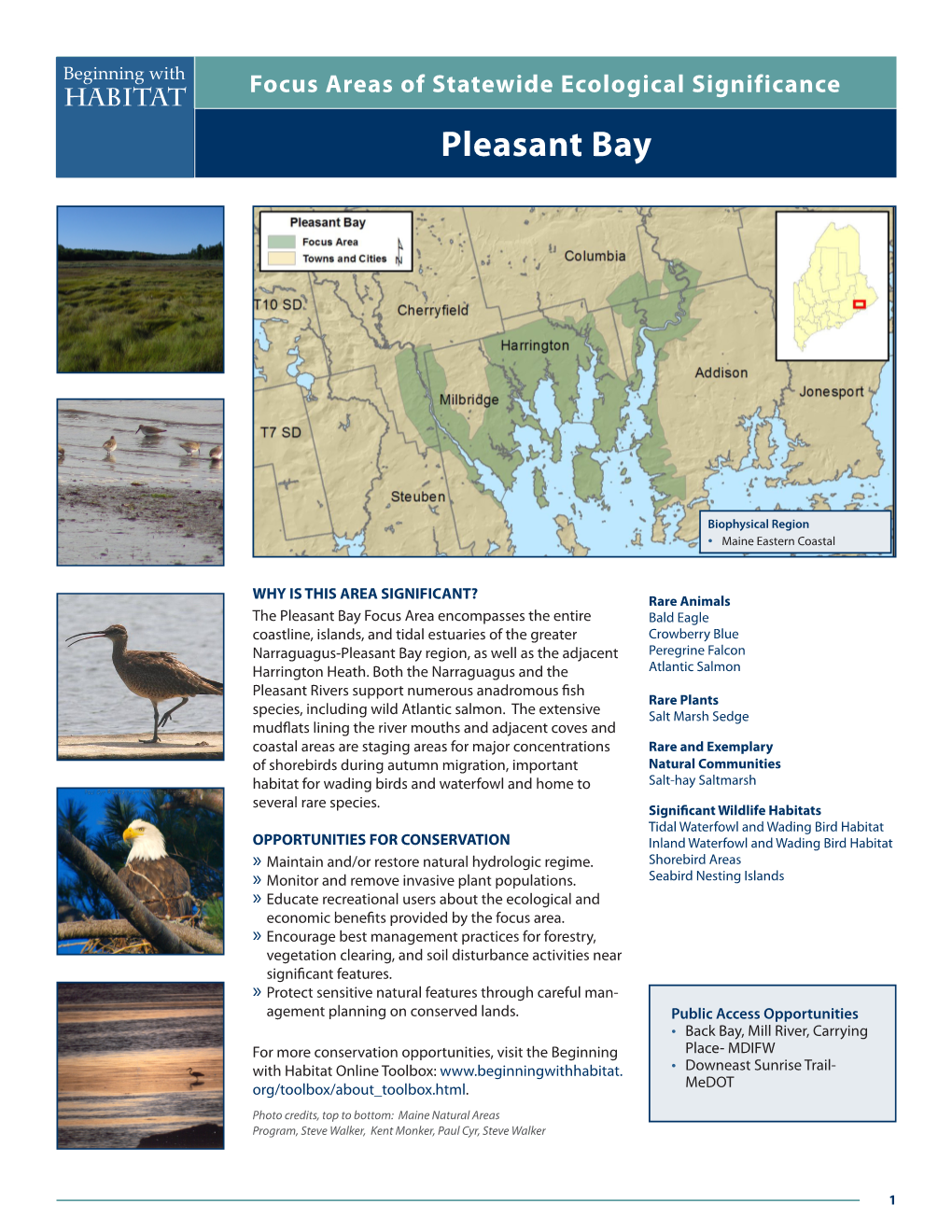 Pleasant Bay Beginning with Focus Areas of Statewide Ecological Significance Habitat Pleasant Bay