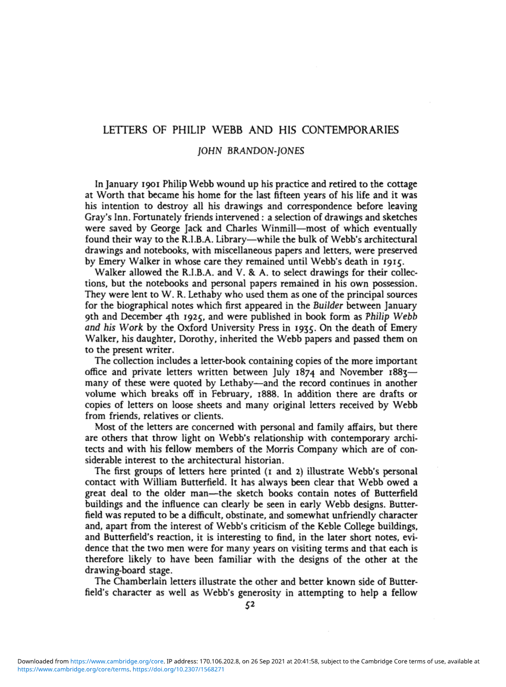 Letters of Philip Webb and His Contemporaries S2