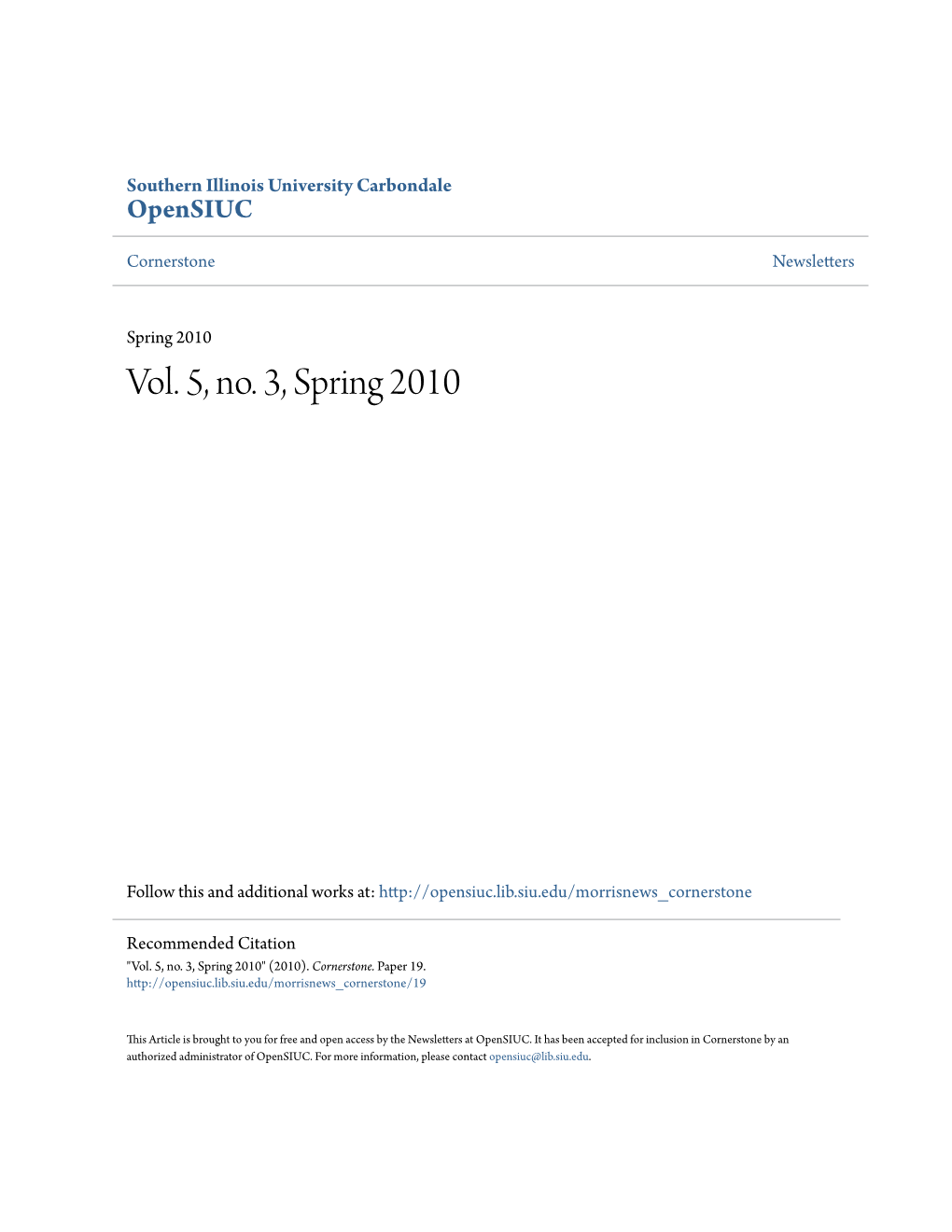 Vol. 5, No. 3, Spring 2010