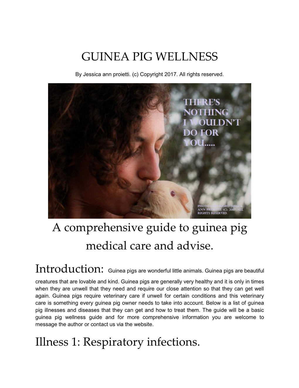 GUINEA PIG WELLNESS a Comprehensive Guide to Guinea Pig Medical Care and Advise. Illness 1