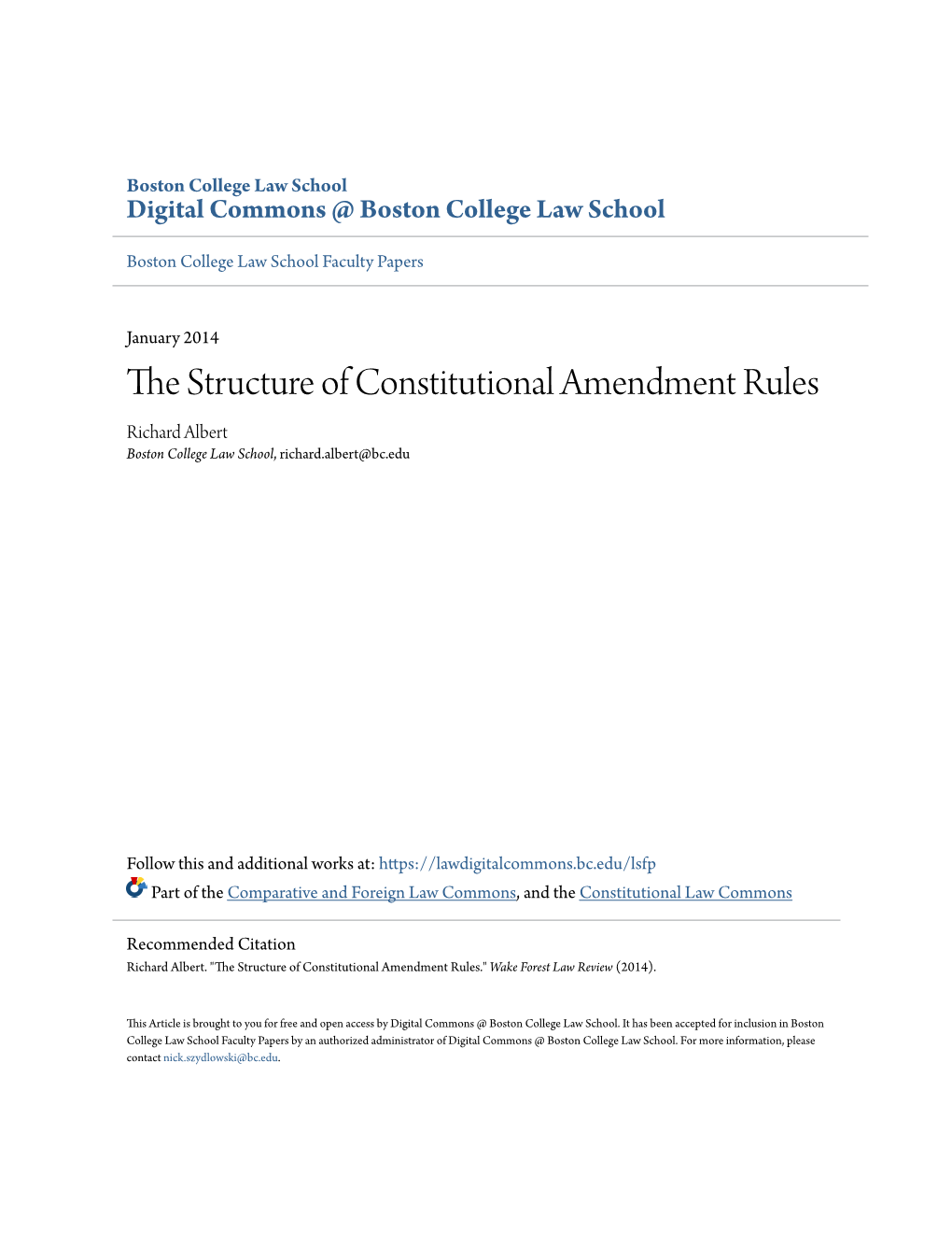 The Structure of Constitutional Amendment Rules