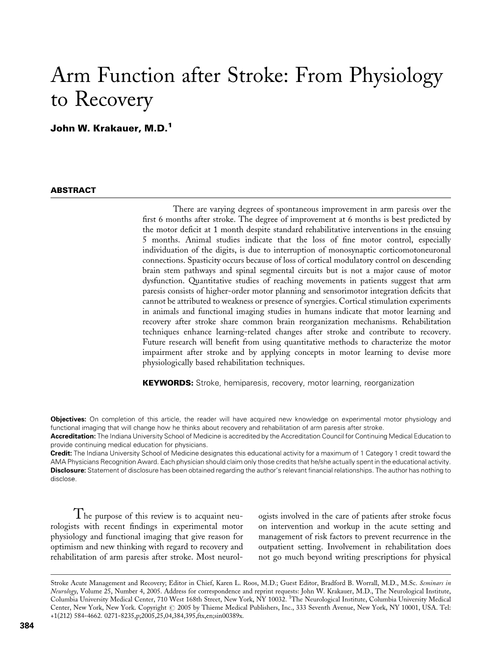 Arm Function After Stroke: from Physiology to Recovery