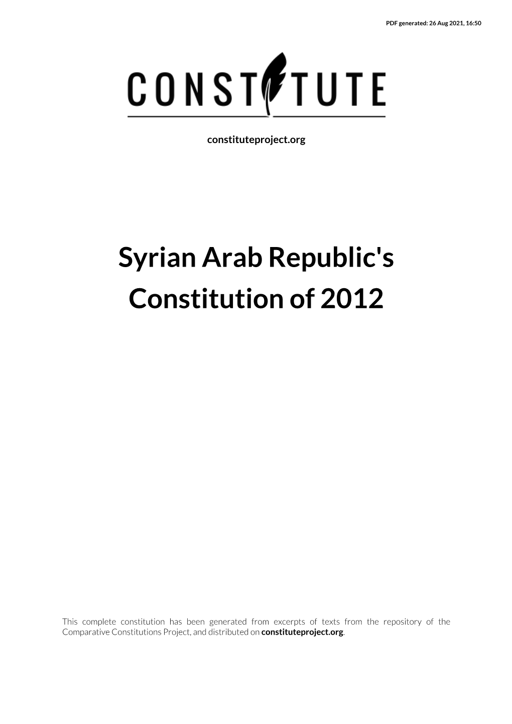 Syrian Arab Republic's Constitution of 2012
