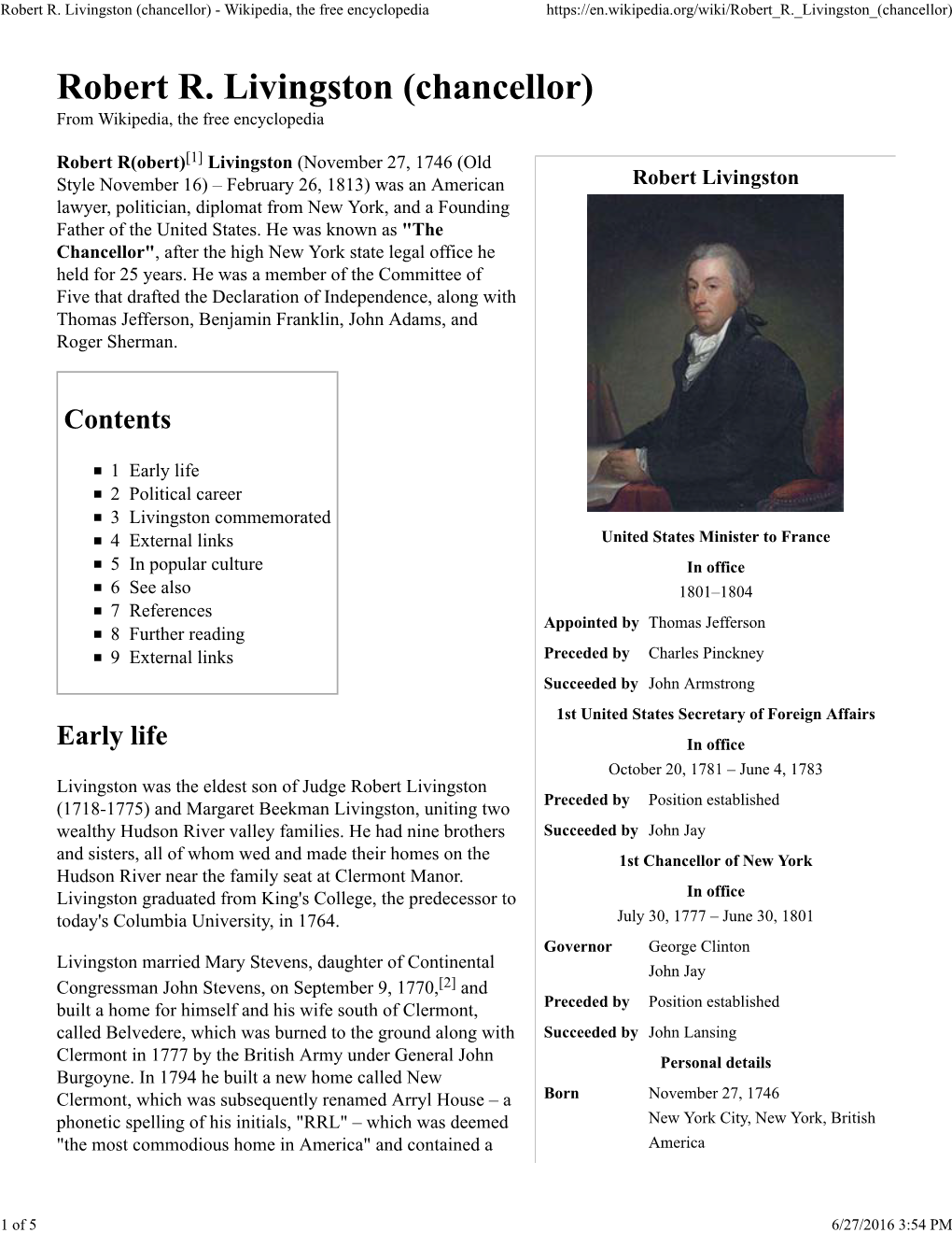 Robert R. Livingston (Chancellor) - Wikipedia, the Free Encyclopedia