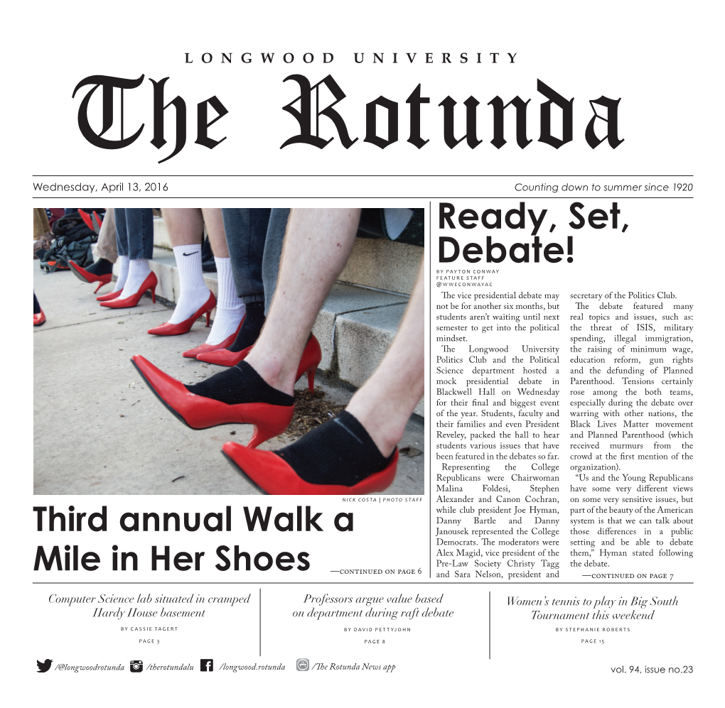 Ready, Set, Debate! by PAYTON CONWAY FEATURE STAFF @WWECONWAYAC He Vice Presidential Debate May Secretary of the Politics Club