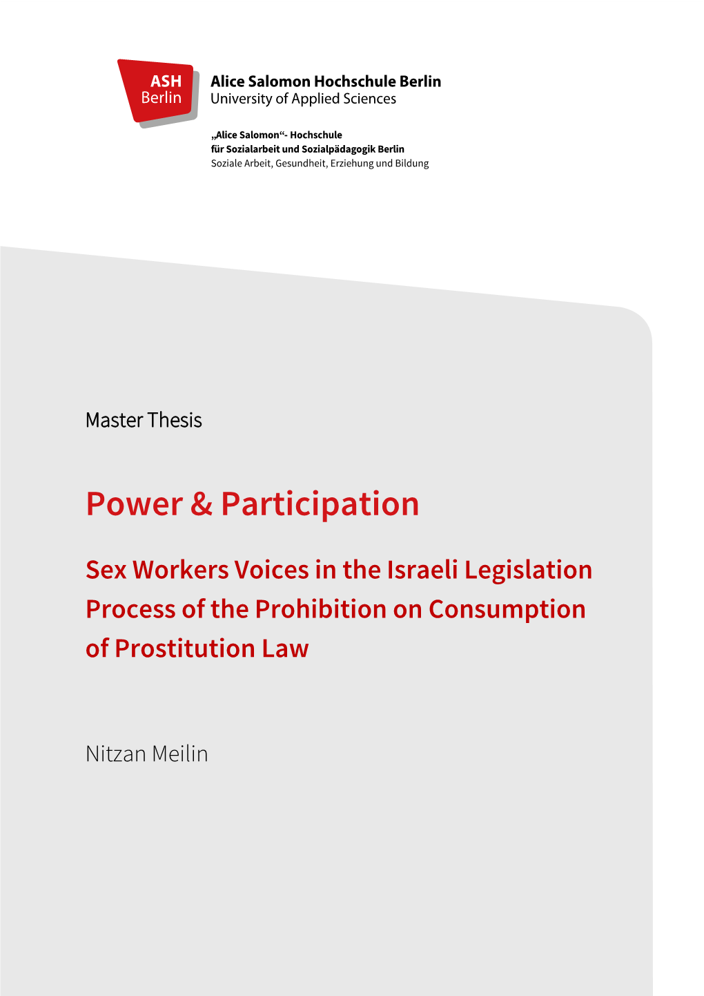 Power & Participation Sex Workers Voices in the Israeli Legislation