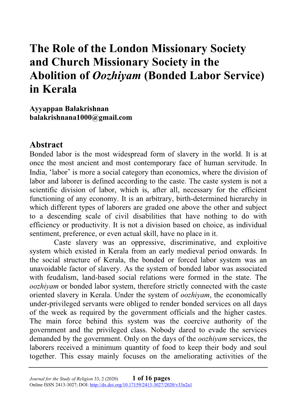 (Bonded Labor Service) in Kerala