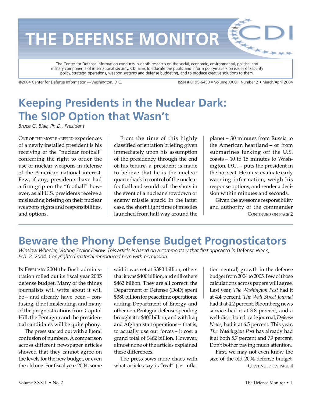 Keeping Presidents in the Nuclear Dark: the SIOP Option That Wasn’T Bruce G