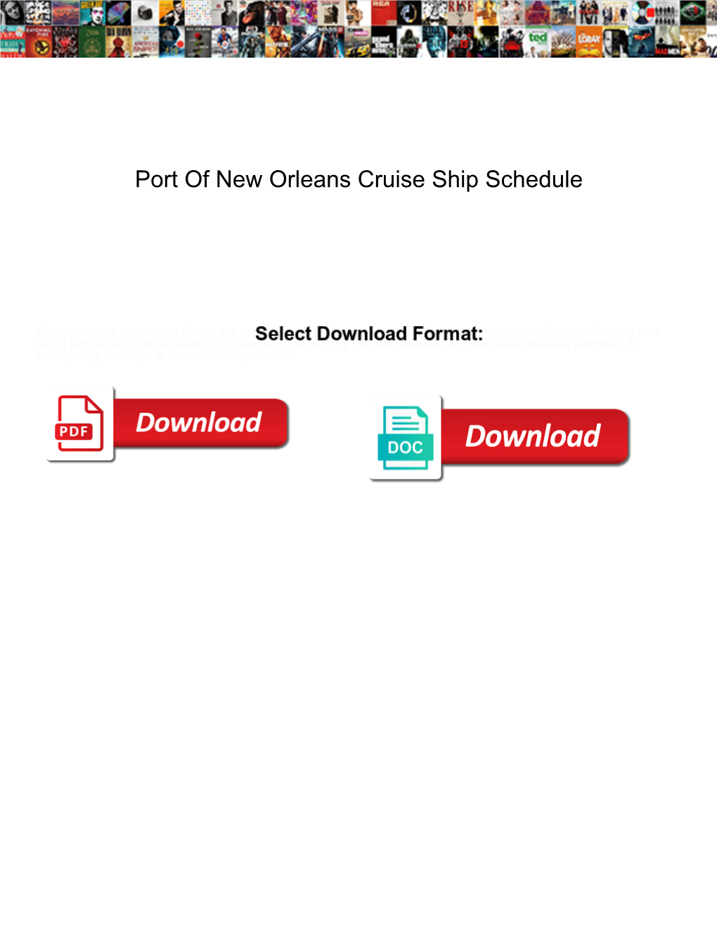 Port of New Orleans Cruise Ship Schedule