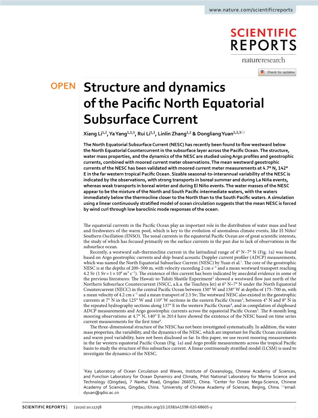 Structure and Dynamics of the Pacific North Equatorial Subsurface Current