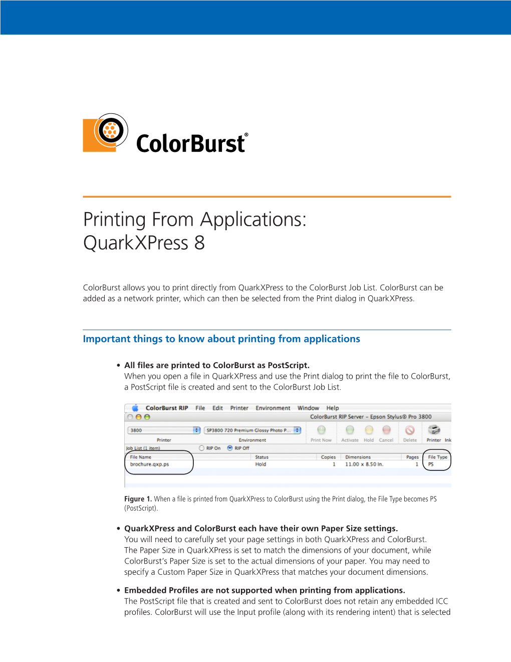 Printing from Applications: Quarkxpress 8