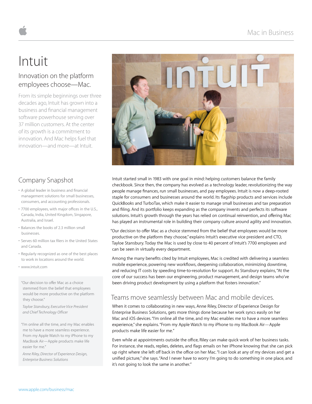 Intuit Innovation on the Platform Employees Choose—Mac