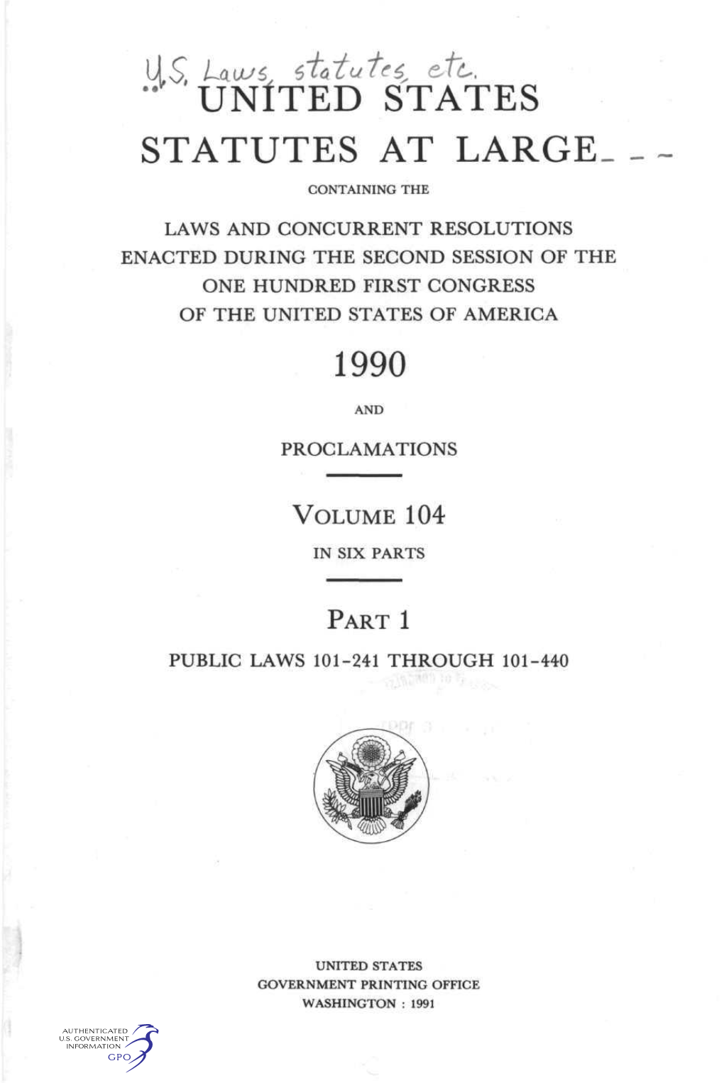 " United States Statutes at Large 1990