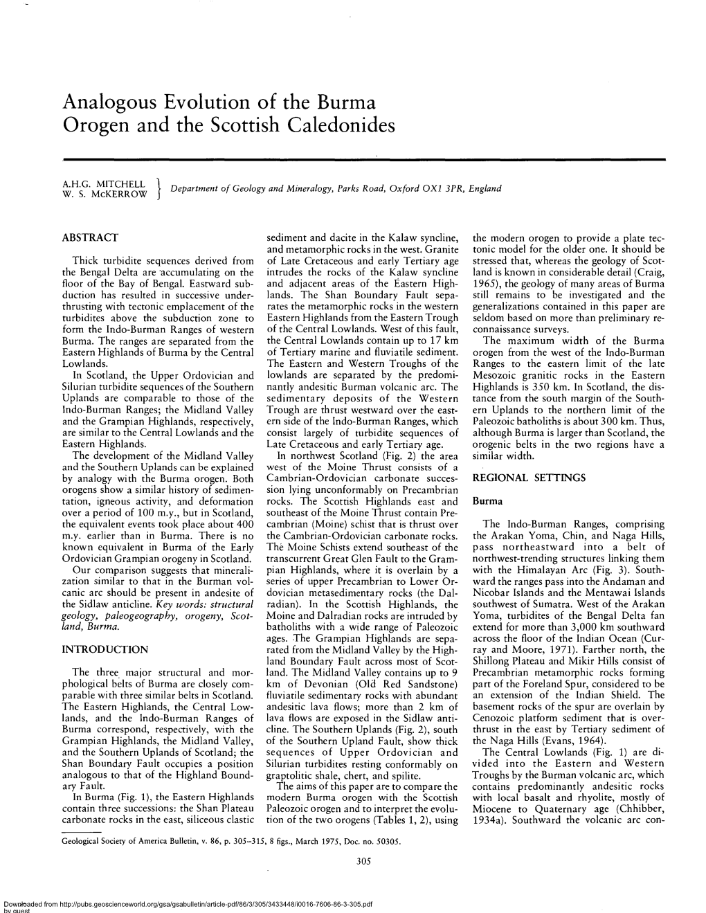 Analogous Evolution of the Burma Orogen and the Scottish Caledonides