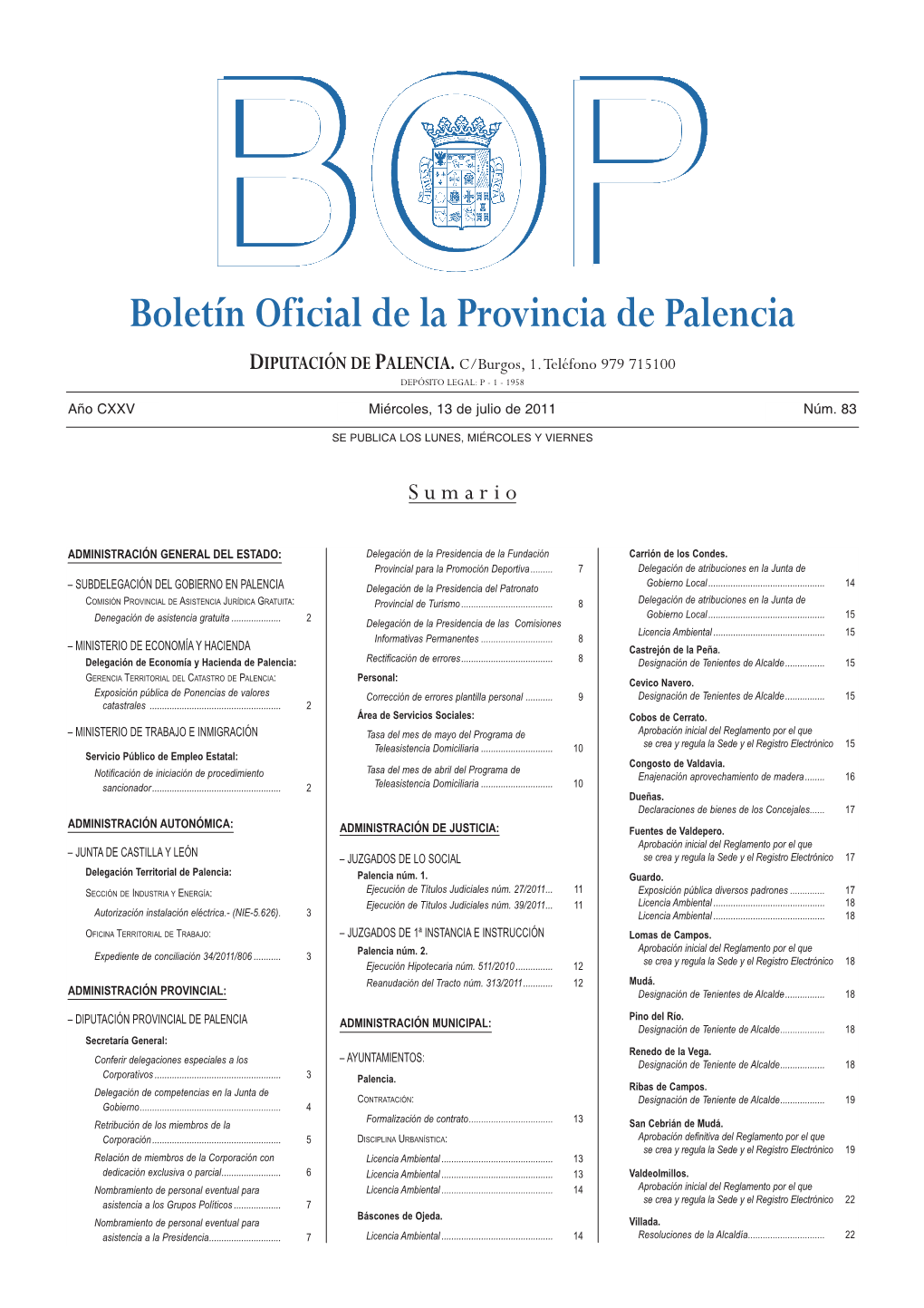 Boletín Oficial De La Provincia De Palencia