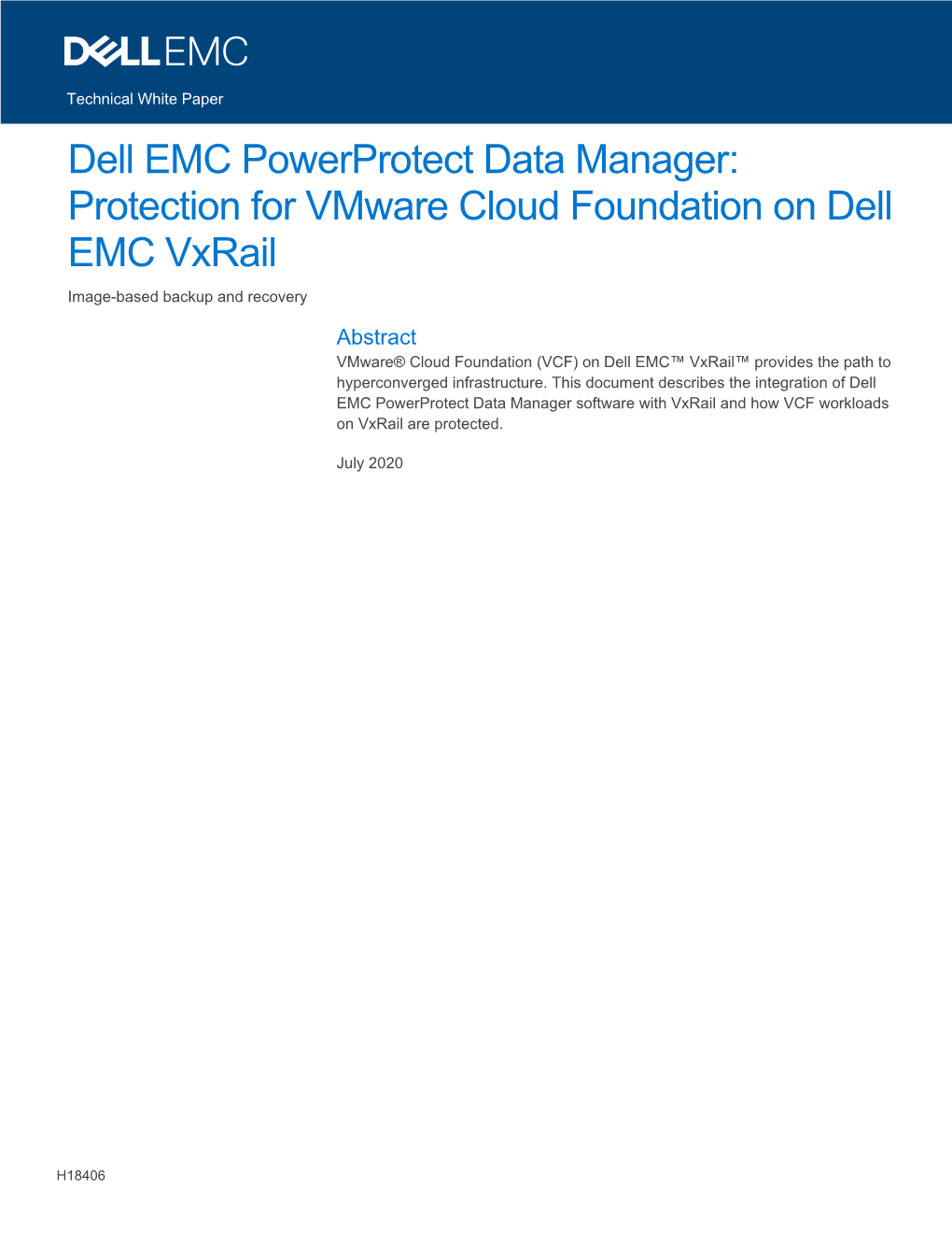 Protection for Vmware Cloud Foundation on Dell EMC Vxrail Image-Based Backup and Recovery