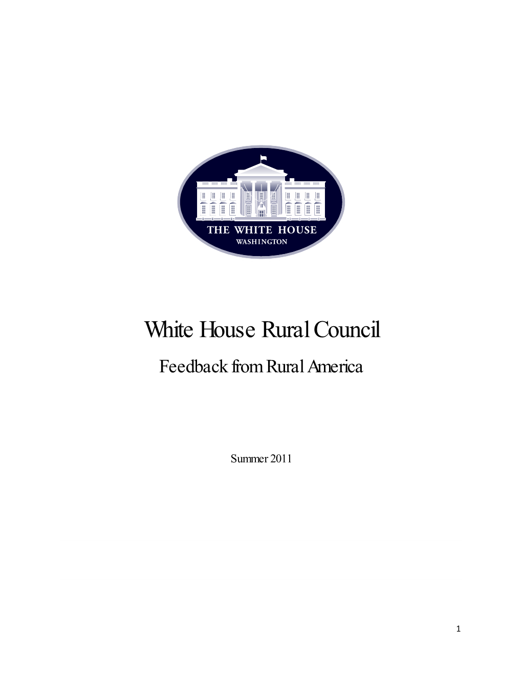 White House Rural Council: Feedback from Rural America