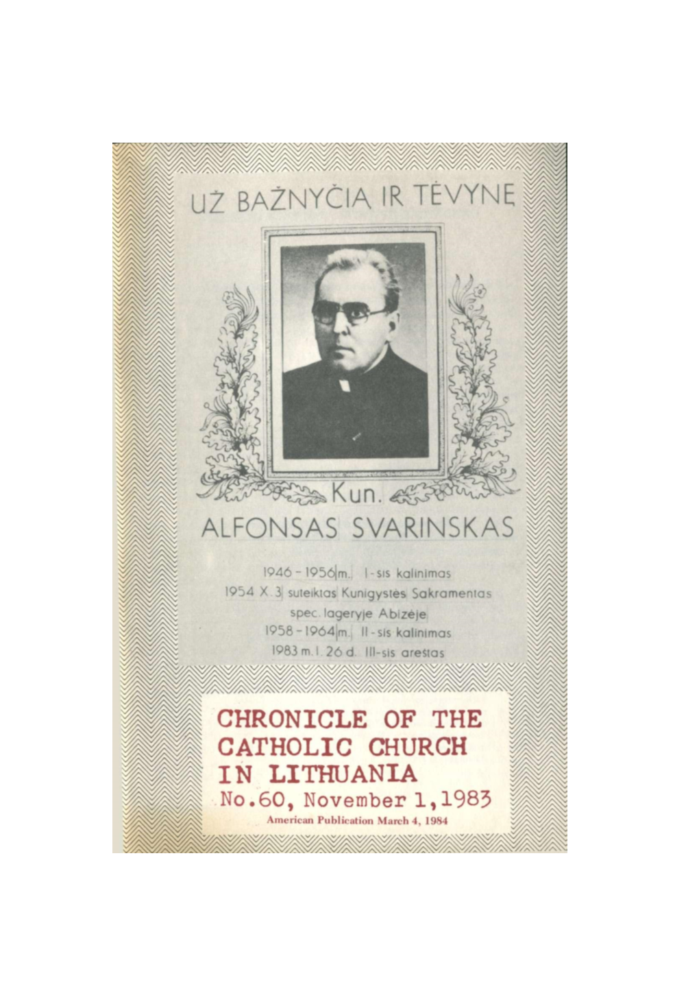 CHRONICLE of the CATHOLIC CHURCH in LITHUANIA, No. 60