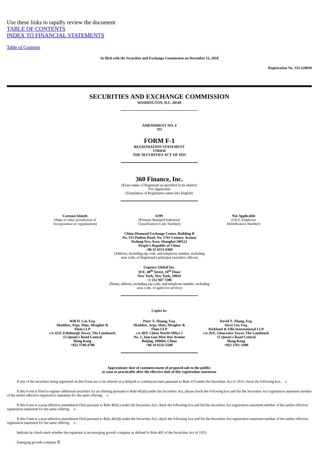 Securities and Exchange Commission Form F-1 360